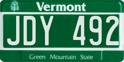 VT license plate JDY492