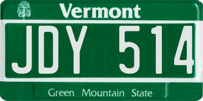 VT license plate JDY514
