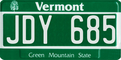 VT license plate JDY685