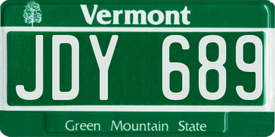 VT license plate JDY689