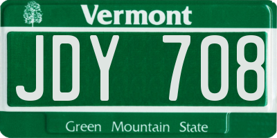 VT license plate JDY708
