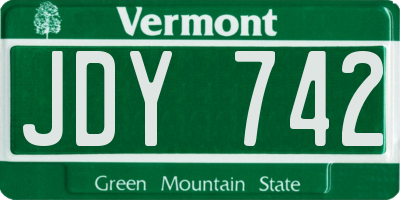 VT license plate JDY742