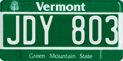 VT license plate JDY803