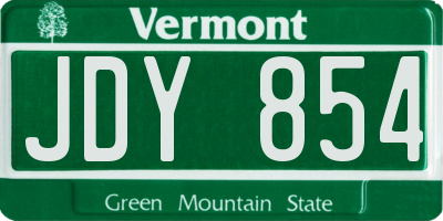 VT license plate JDY854