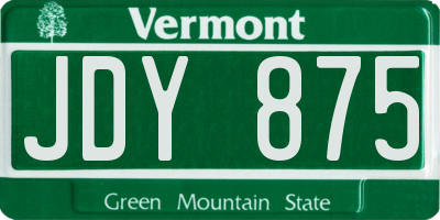 VT license plate JDY875
