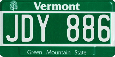 VT license plate JDY886