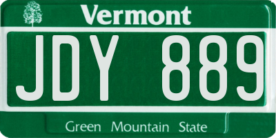 VT license plate JDY889