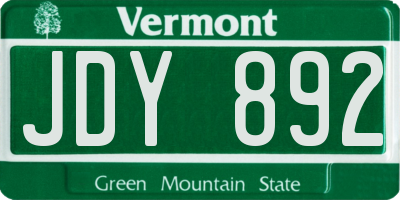 VT license plate JDY892