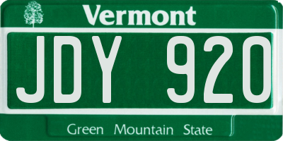 VT license plate JDY920