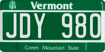 VT license plate JDY980