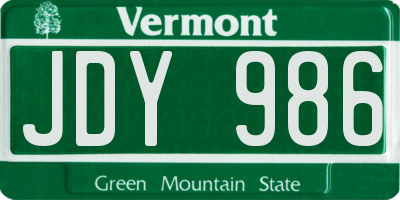 VT license plate JDY986