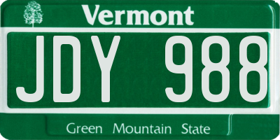VT license plate JDY988