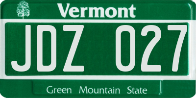 VT license plate JDZ027