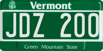 VT license plate JDZ200