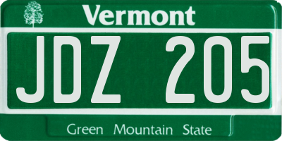 VT license plate JDZ205