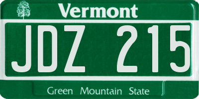 VT license plate JDZ215