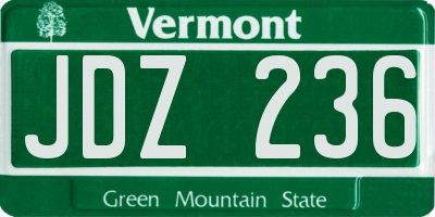 VT license plate JDZ236