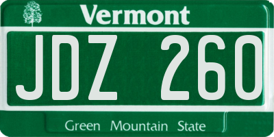 VT license plate JDZ260
