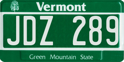 VT license plate JDZ289
