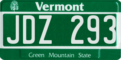 VT license plate JDZ293