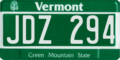 VT license plate JDZ294
