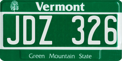 VT license plate JDZ326