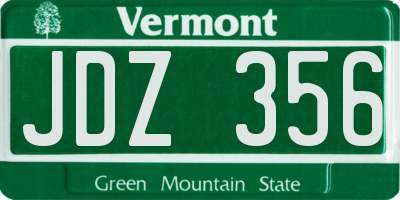 VT license plate JDZ356