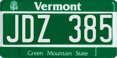 VT license plate JDZ385