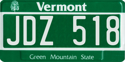 VT license plate JDZ518