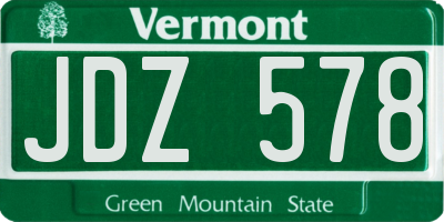 VT license plate JDZ578