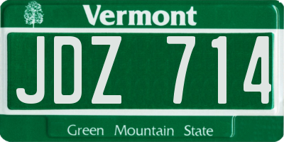 VT license plate JDZ714