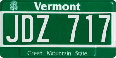 VT license plate JDZ717
