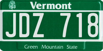 VT license plate JDZ718