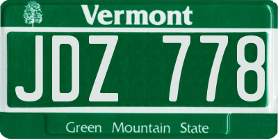 VT license plate JDZ778