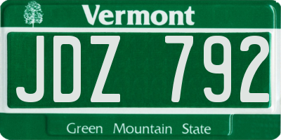 VT license plate JDZ792