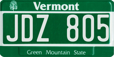 VT license plate JDZ805