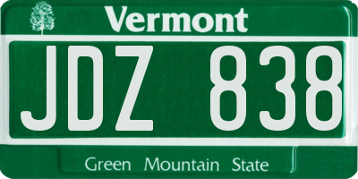 VT license plate JDZ838