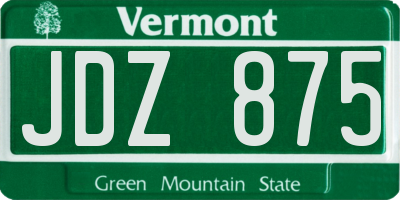 VT license plate JDZ875