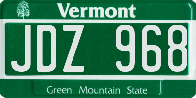 VT license plate JDZ968