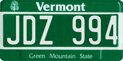 VT license plate JDZ994