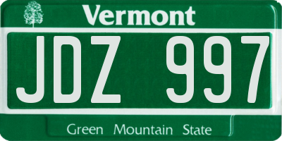 VT license plate JDZ997