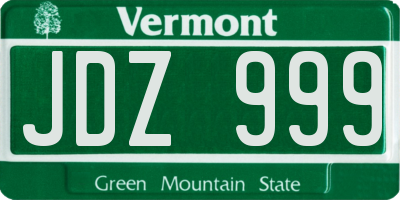 VT license plate JDZ999