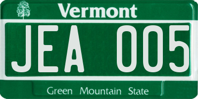 VT license plate JEA005