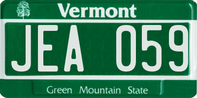VT license plate JEA059