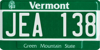 VT license plate JEA138