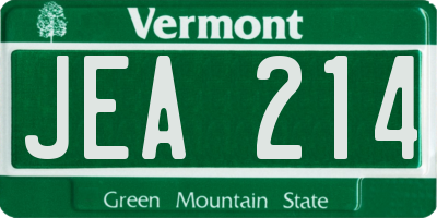 VT license plate JEA214