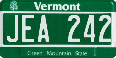VT license plate JEA242