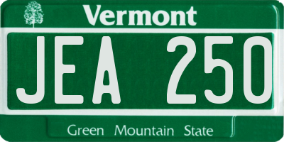 VT license plate JEA250