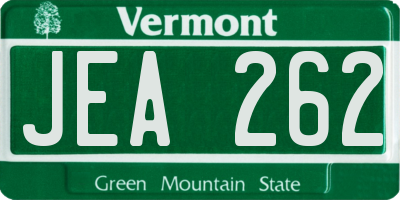 VT license plate JEA262
