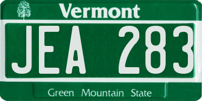 VT license plate JEA283